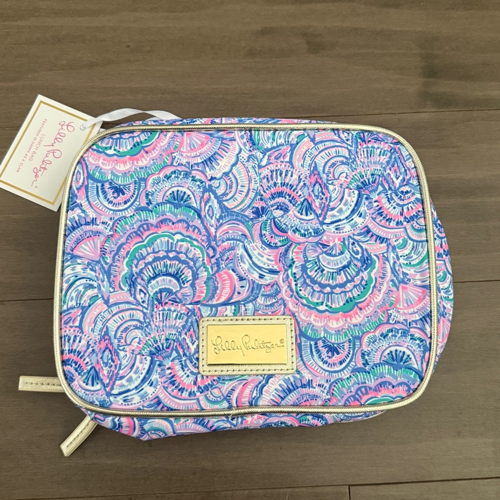 Lilly Pulitzer Lunch Bag Insulated Pink and Blue Zipper Tote